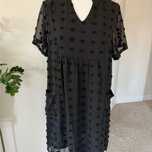 Elegant Black Textured Midi Dress